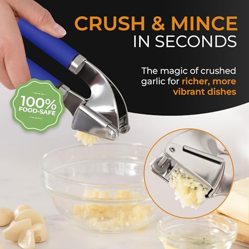 Garlic Press and Peeler Set (Blue)