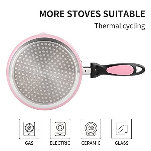 Nonstick Saucepan Set with Lid (1QT+2QT(Pack of 1) / Pink)