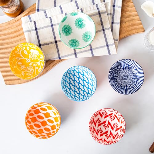 4 Oz Ceramic Mini Dipping Bowls Set of 6 (Assorted Colors / 4oz)