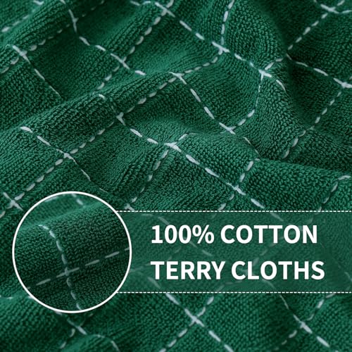 100% Cotton Terry Kitchen Towels (Dark Green / 13 X 28 - 12 Pack)