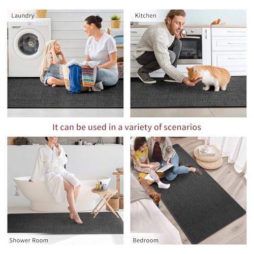 Extra Long Kitchen Runner Rugs Kitchen Mat Non Slip Black 17"x95" (A- Black / 17"x95")