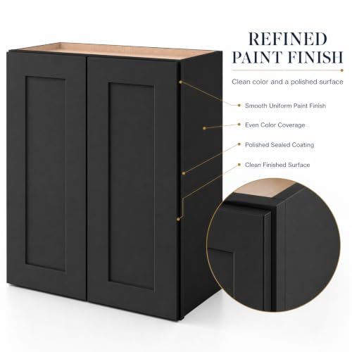Wall Mounted Cabinet (Charcoal Black / 27" W x 12" D x 30" H)