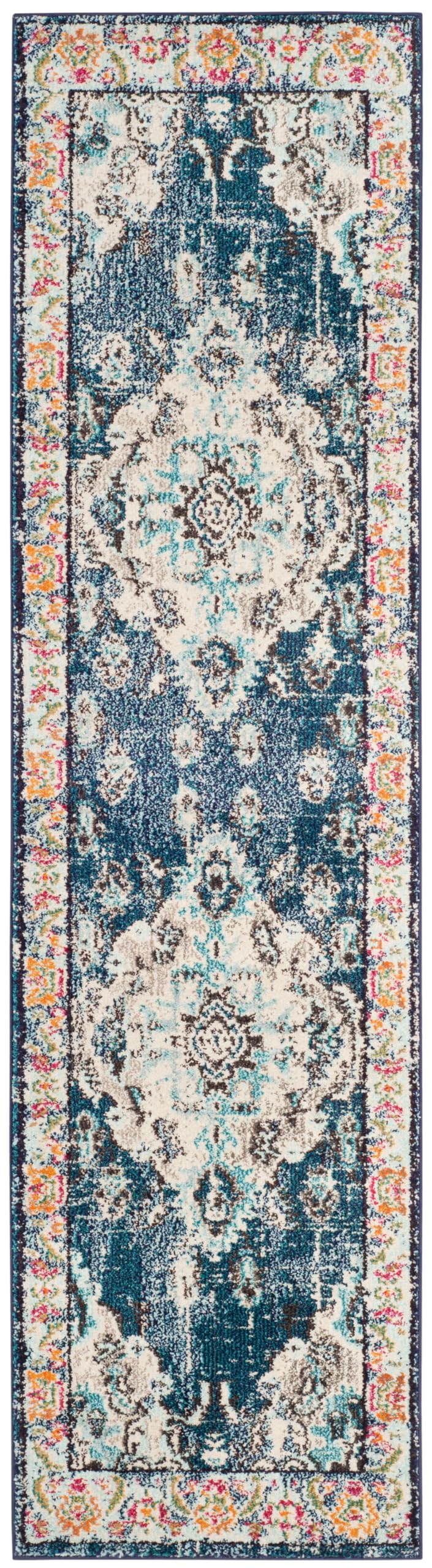 Monaco Runner Rug 2'2"x22' (2'2" x 22' (Runner) / Navy/Light Blue)