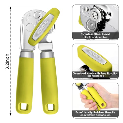 Heavy Duty Hand Can Opener Manual with Magnet (Lime Green)