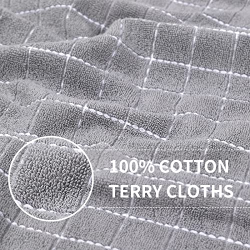 100% Cotton Terry Kitchen Towels (Light Grey / 13 X 28 - 4 Pack)
