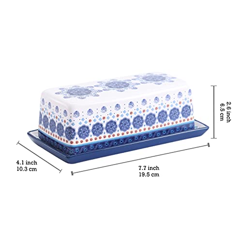 Blue Talavera Ceramic Butter Dish with Lid (Blue Talavera / Large)