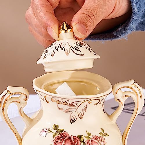 Ceramic Sugar and Creamer Set (Pink Rose)