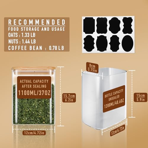 37oz 1.2Qt Rectangle Glass Storage Containers with Lids 4 (37oz*4)