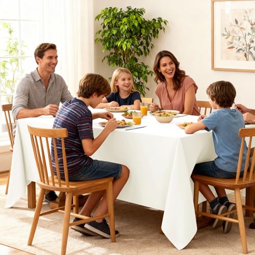 10 Pack Ivory Tablecloths for Rectangle Tables (Ivory / 60x102 In, 10 Pack)