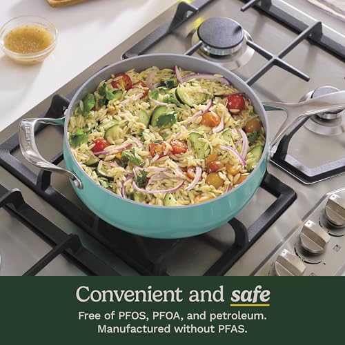 Ceramic Cookware Set (Teal / 12 Piece Set)
