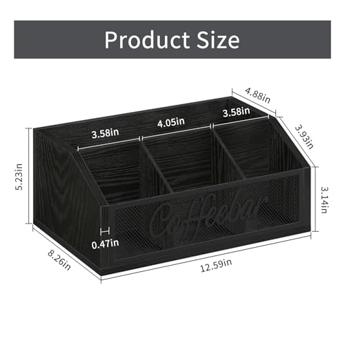 Coffee Station Organizer for Countertop (Iron Mesh-Black / 1 Tier)