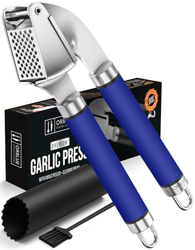 Garlic Press and Peeler Set (Blue)