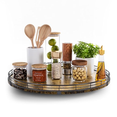 Lazy Susan Turntable Organizer for Table Top (Rustic / 18")