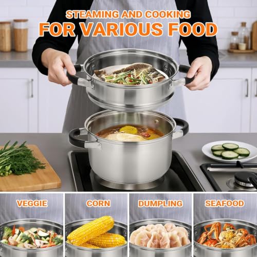 3.2QT Stainless Steel Steamer for Cooking with Lid & Steamer Basket (3.2 QT)