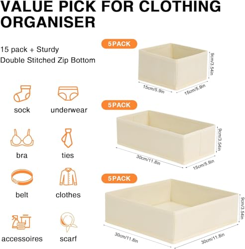 Drawer Organizer Clothes 18 Pack (Beige / 18 Pack)