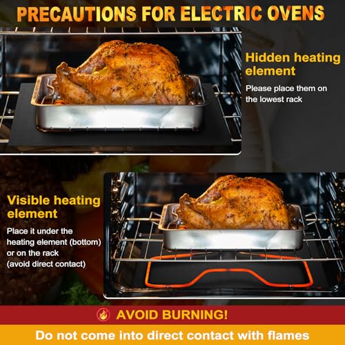 2 Pack Oven Liners for Bottom of Oven (25 Inch 2 Pack / Black)