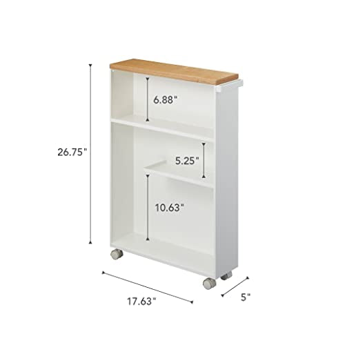 Home Slim Rolling Storage Cart (White)