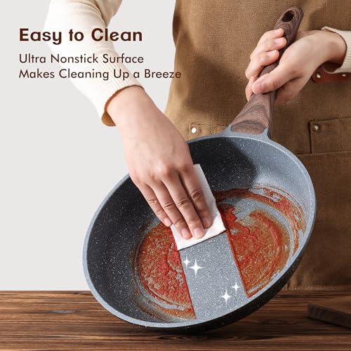 Nonstick Frying Pans (Gray / 8+10 Inch)