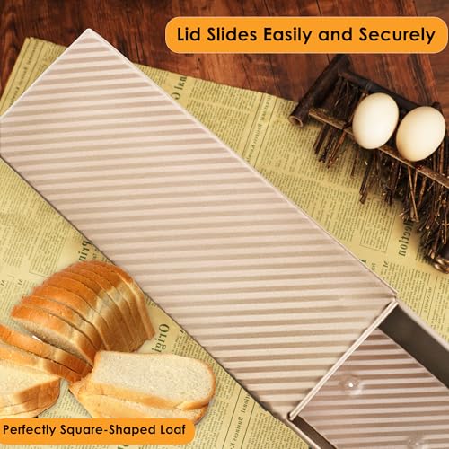 2 Pack 13x5 Pullman Loaf Pan with Lid (13inch / Gold)