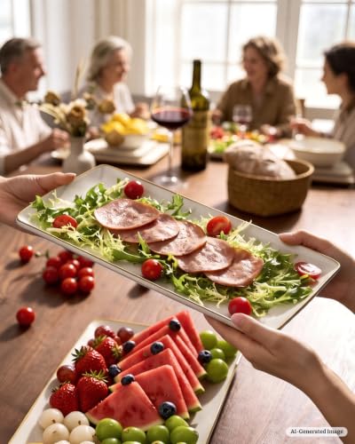 Serving Platters Set of 3 Sizes (Cappuccino White)
