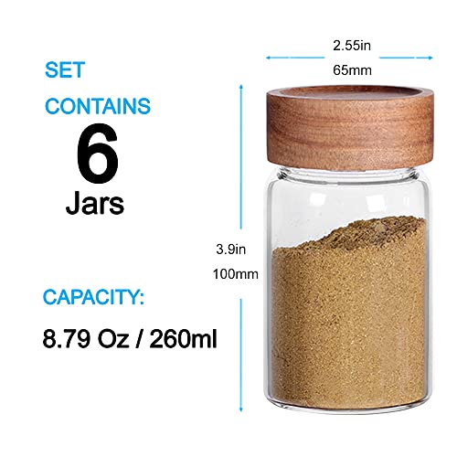 6 Pcs Small Glass Spice Jars with Label (clear 6set)