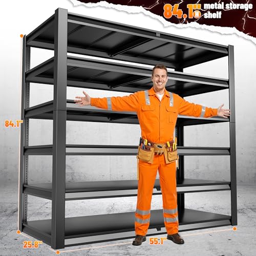 84.1" H Garage Shelving (6-Tier, 55.1"W x 25.8"D x 84.1"H)