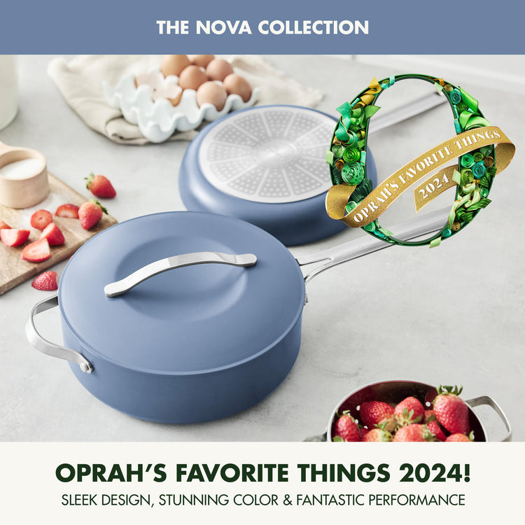 Nova 10” Frying Pan and 4.37QT Sauté Pan with Lid (3 Piece Cookware Set / Ocean Blue)