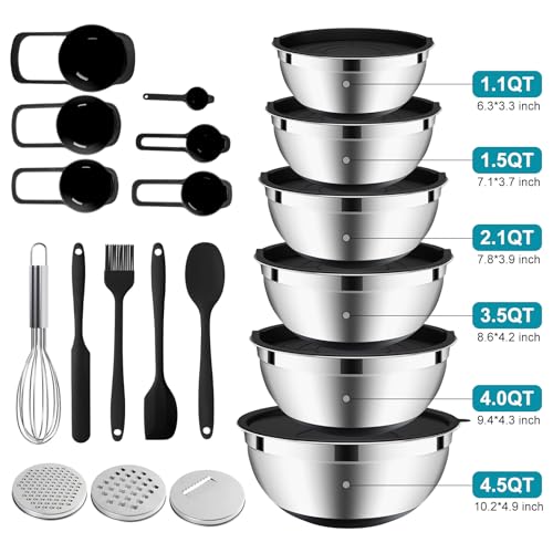 Mixing Bowls Set with Airtight Lids (Black)