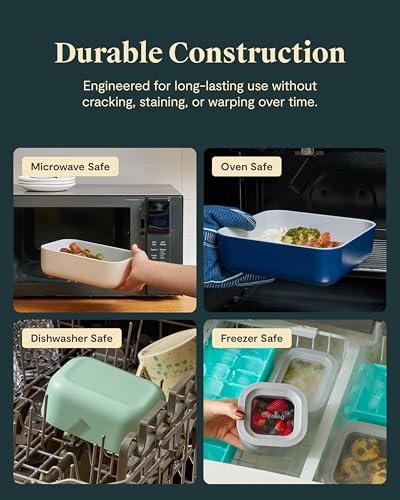 6 Piece Glass Food Storage Container Set (Navy / 4.4 Cup Food Storage (6x))