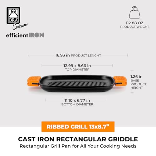 COOKWARE Efficient Iron Rectangular Ribbed Grill (Rectangular grill)