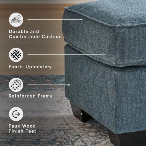 Ottoman Cashton Blue Rectangular Foot Rest (Blue)