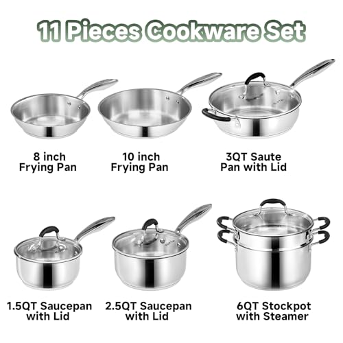 Stainless Steel Kitchen Cookware Set (11-Piece)