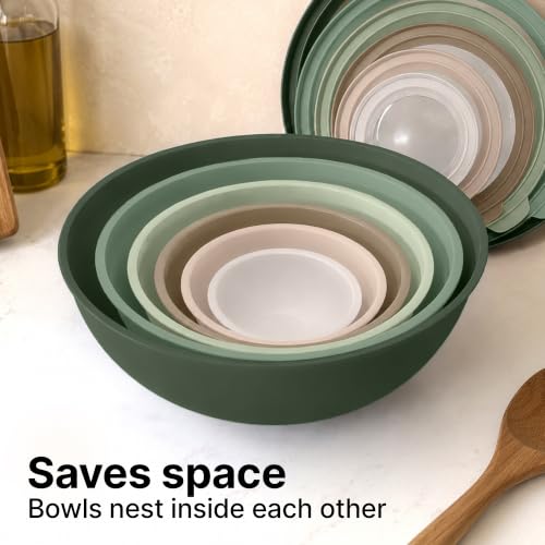 12 Piece Plastic Mixing Bowls with Leak (Forest Ombre)