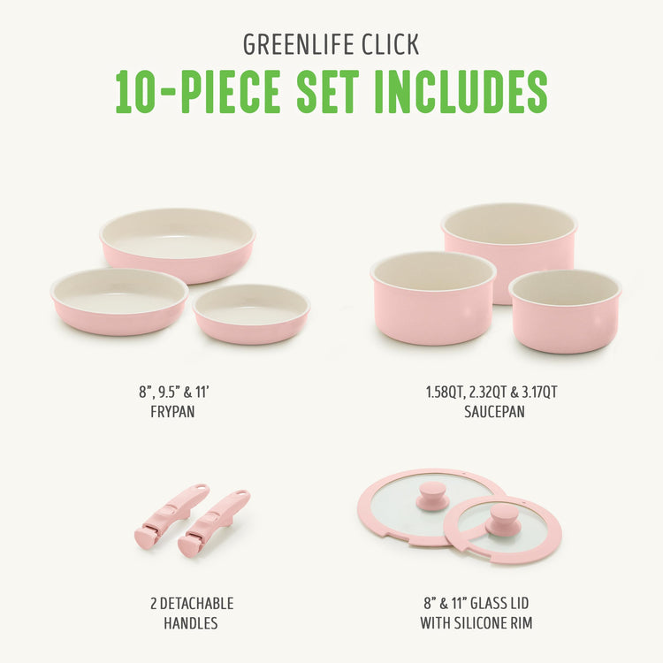 10 Piece Nonstick Pots & Pans Set (Dusty Rose)