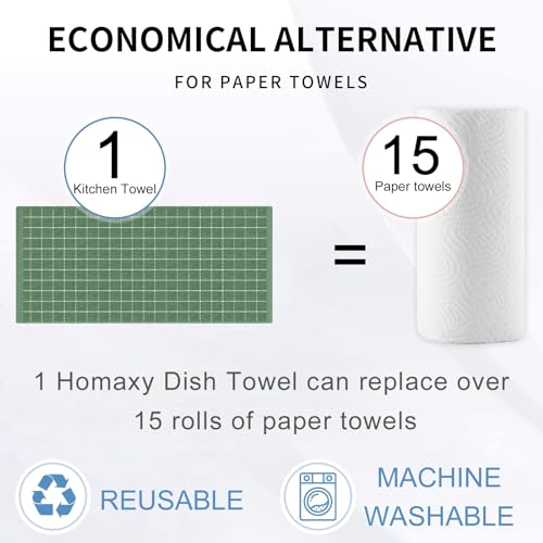 100% Cotton Terry Kitchen Towels (Grass Green / 13 X 28 - 8 Pack)
