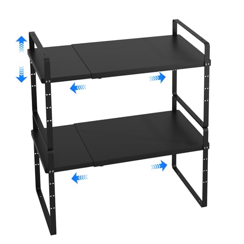 Expandable Cabinet Shelf Organizer (Black Small)
