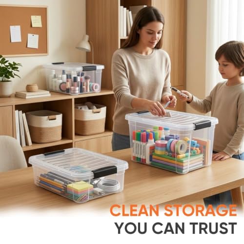 Small Clear Storage Boxes with Lids (4.75 Quart)