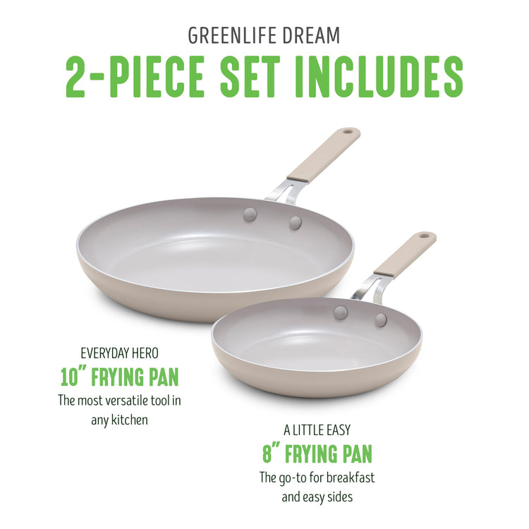 8” & 10” 2 Piece Nonstick Ceramic Frying Pan Set (8" & 10" Frying Pan Set / Taupe)