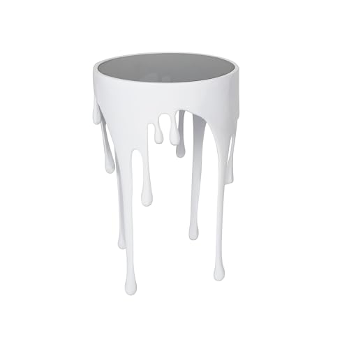 Aluminum Metal Abstract Side Table 16" x 16" x 25" (White)