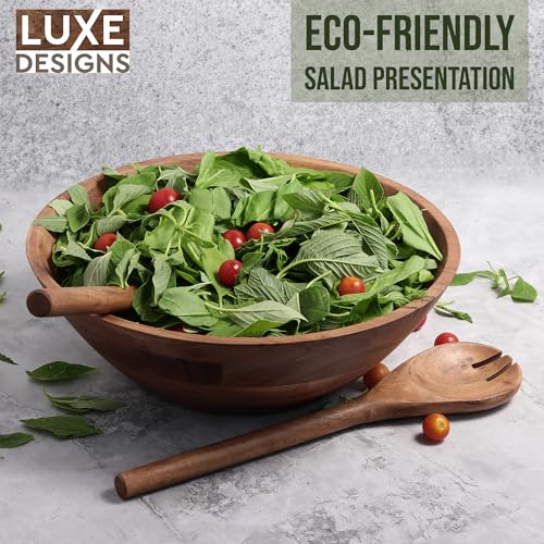 Wooden Salad Bowl Set (Natural / Large)