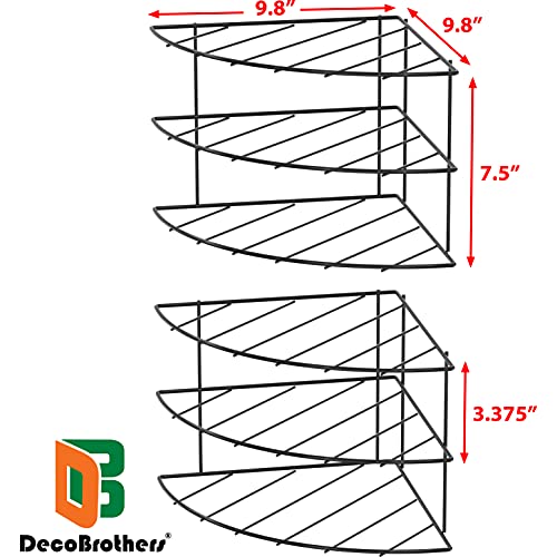 3 Tier Counter & Cabinet Corner Shelf Organizer (Black / 2 Pack)