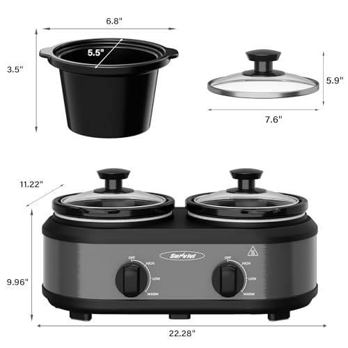 Dual Pot Slow Cooker (Gray / 2.5 Quarts)