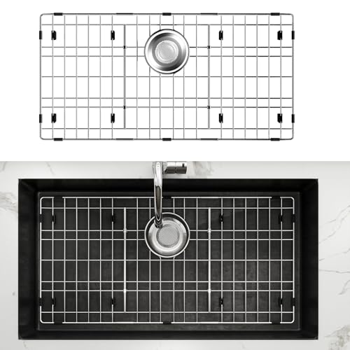 28-3/8" x 14-3/16" Stainless Steel Sink Grid, Sink Grate for Bottom (28-3/8''x14-3/16''/Rear Drain)