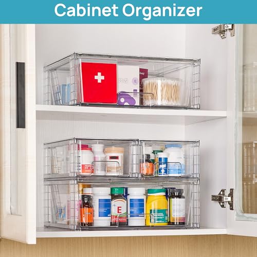 Clear Stackable Storage Drawers (1 Wide+2 Small)