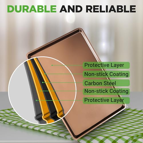 2 Piece Nonstick XL Cookie Sheets for Baking (2-Pack / Gold)