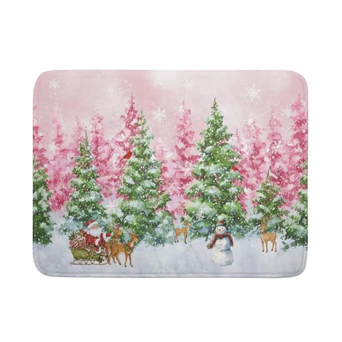Winter Dish Drying Mat for Kitchen Counter Holiday Home Decoration Large (Winter Forest Colorful / 24" x 18")