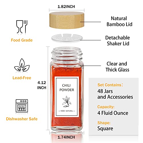 Spice Jars with Lable (48PCS/4OZ)