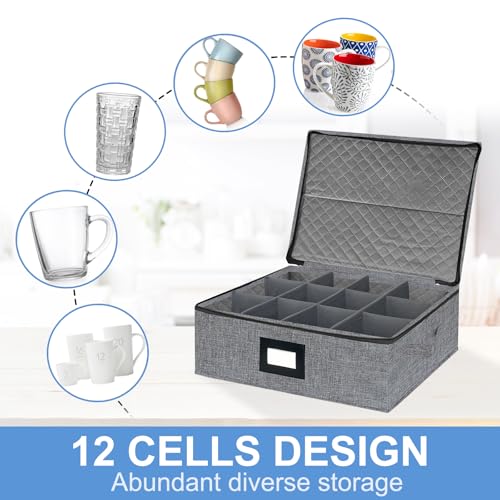 Mug Coffee Storage Box with Dividers (Dark Grey / Mug Storage Box)