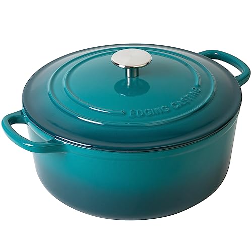 Enameled Cast Iron Dutch Oven Pot with Lid for Bread Baking (Darkcyan / 7QT)