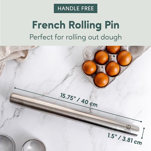 French Rolling Pin for Baking (Stainless Steel Classic)